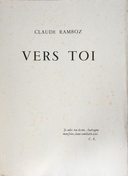 BERQUE (Jean)- RAMBOZ (Claude). Vers toi. Aux dépens d'un ami de l'auteur, 1935....