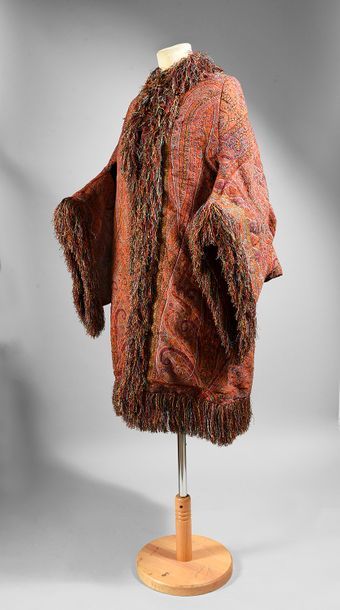null Visit in an Indian cashmere shawl, circa 1870, bat-sleeved visit in a lively...