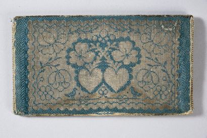 null Flap clutch bag, Louis XIV period, blue silk and silver spun silk weaving; decoration...