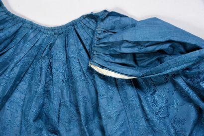 null Petticoat, Louis XV period, taffeta edged in royal blue with a design of waving...