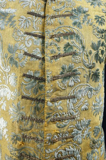 null Front of dress jacket in shaped velvet, early eighteenth century, light blue...