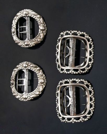 null Two pairs of men's shoe buckles, France and England, late 18th-early 19th century,...