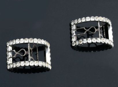 null Pair of shoe buckles, second half of the 18th century, rectangular silver model...