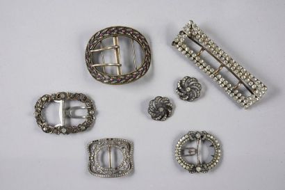 null Combination of belt and shoe buckles, 18th-19th centuries, all in silver set...