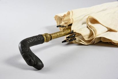 null Man's umbrella, circa 1815, the pole in gilded metal on a wooden core probably;...