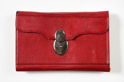 null Notebook case, Empire period, gusseted pocket in red morocco, flap with polished...
