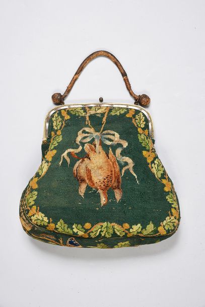 null Hunter's bag, second third of the XIXth century, tapestry on wool and polychrome...