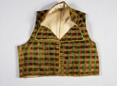 null Curious waistcoat, XIXth century, square waistcoat with small straight collar...