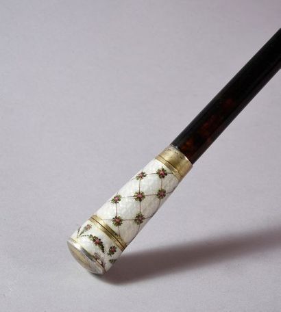 null Elegant umbrella, German work, circa 1900, the handle in exotic wood and brown...