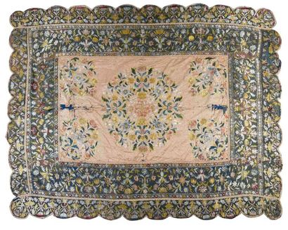 Tablecloth or part of an embroidered bedding,...