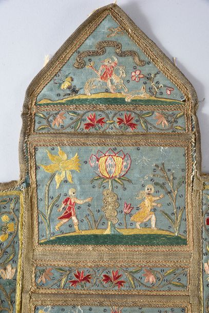null Folding desk wallet, probably Spain, early eighteenth century, sky blue silk...