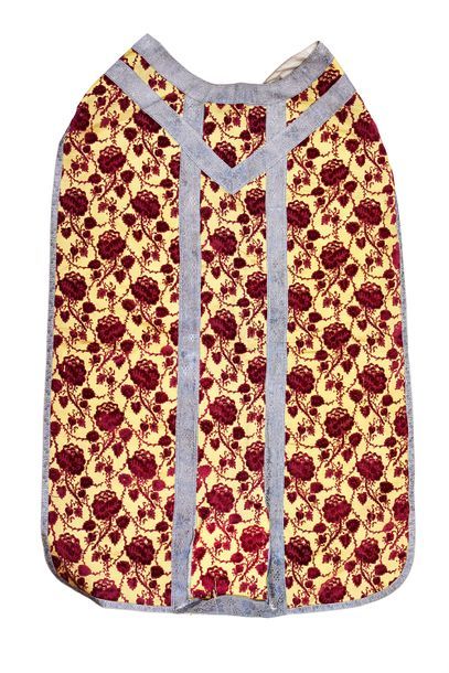 null Chasuble, Italy, late 19th-early 19th century, chased crimson velvet on an old...