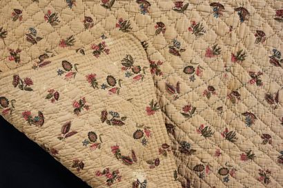 null Quilted Indian quilted and diamond-stitched footcover, late 18th century, cream...