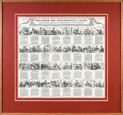 null Réunion de onze mouchoirs de cou imprimés encadrés, 1870-1900 environ, réédition...