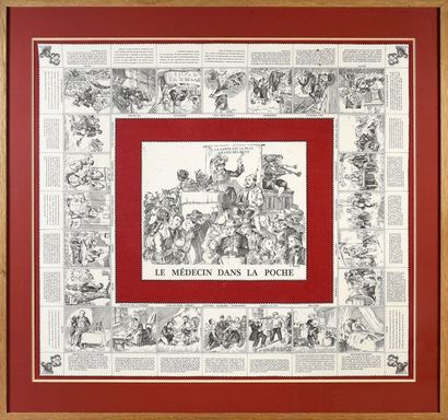 null Reunion of eleven framed printed neck handkerchiefs, 1870-1900 approx., mostly...