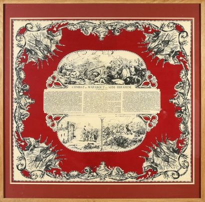 null Reunion of eleven framed printed neck handkerchiefs, 1870-1900 approx., mostly...