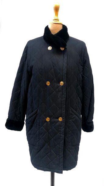 null TORRENTE, three-quarter length quilted black cotton, six-button crossover buttoning...