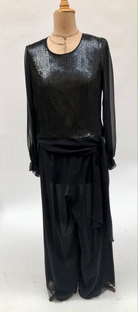null MISS TORENTE, evening set made up of a chiffon top embroidered with black sequins,...