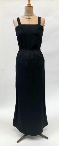 null VAUGHAN, evening ensemble in black silk crepe, strappy top with square neckline,...
