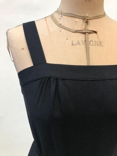 null VAUGHAN, evening ensemble in black silk crepe, strappy top with square neckline,...