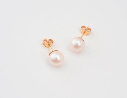 null Paire de clous d’oreille ornée de perles du Japon de 6,5 mm. 

Fermoir en or.

Poids...