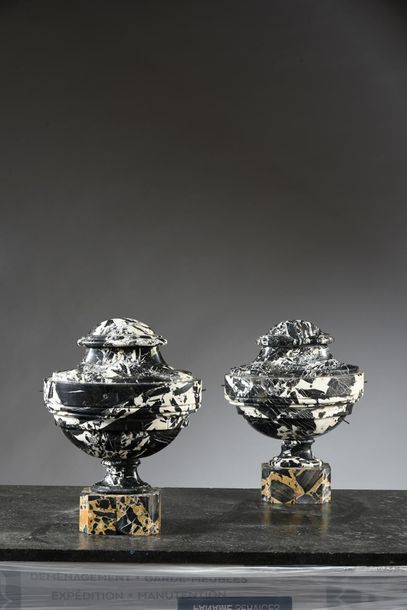 Pair of black and white Grand Antique marble...