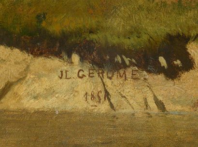 Jean-Léon GEROME (1824-1904) 
Paestum, Herd of buffaloes
Oil on canvas.
Signed and...