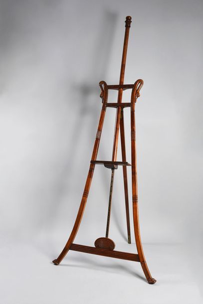 Mahogany easel with uprights decorated with...