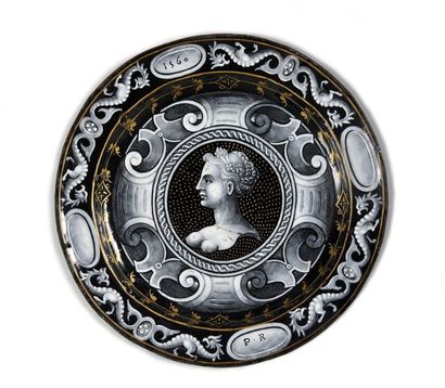 Pierre REYMOND The month of February. LIMOGES 1560. Enamel plate painted in grisaille...