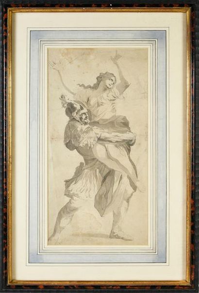 ECOLE DU XVIIIe SIÈCLE Removal of a Sabine. Ink wash, folds and stains. Based on...