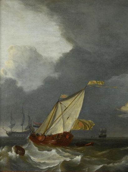 Michiel MADDERSTEEG (1662 - 1708) entourage de. Marine. Toile. 76 x 99 cm.
