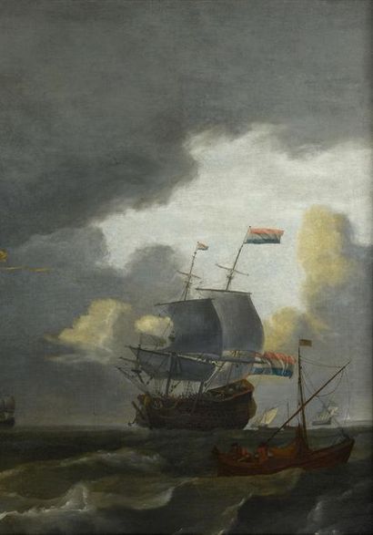 Michiel MADDERSTEEG (1662 - 1708) entourage de. 
Marine.
Toile.
76 x 99 cm.