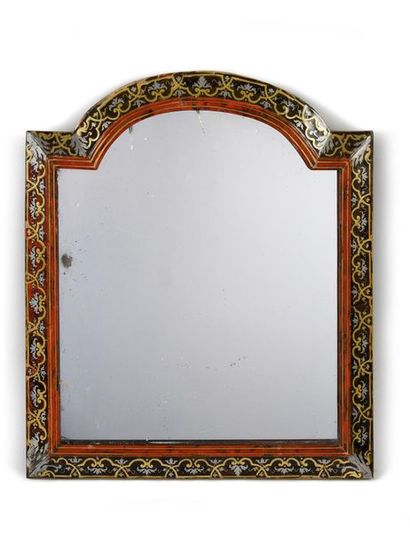 null Table mirror in brass and pewter marquetry on a red and brown tortoiseshell...