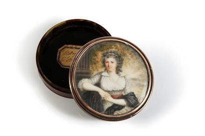 null Portrait de la marquise d'Orvilliers (1772-1862), accoudée sur fond de colonne...