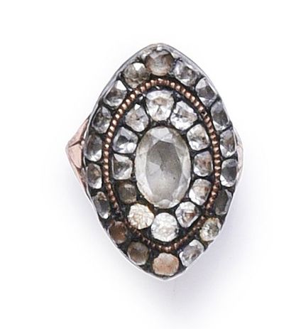 Marquise ring in 585th gold and silver set...