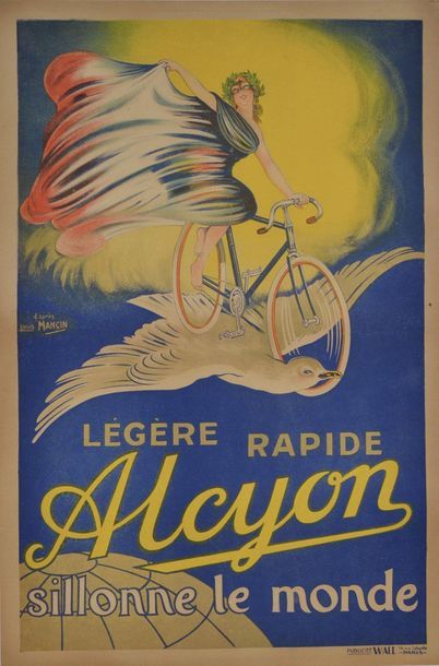 null Poster of "Alcyon" Cycles after Louis Mangin. Wall advertising. Superb illustration....