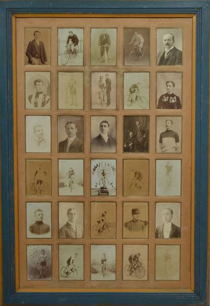 null Frame with 30 photo cards from the end of the 19th century with Louvet, Stinson,...