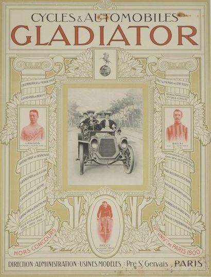 null Poster "Gladiator" Cycles Prize List for the Year 1904. Dimensions 58 x 76 cm.

Covered...