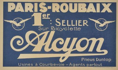 null Affichettes "Paris-Roubaix". Victoire de Sellier en 1925 et de Vervaecke en...