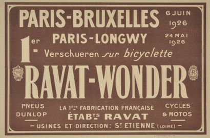 null Affichettes "Paris-Bruxelles". Victoire de Verschueren en 1926 et de Kint en...