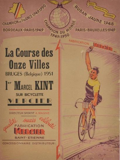 null Poster "Palmarès des Cycles Mercier" for the successes of Marcel Kint. Dimensions...
