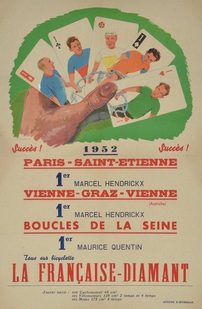 null Affiche "La Française-Diamant" Palmarès 1952. Dimensions 40 x 60 cm. Entoilée....