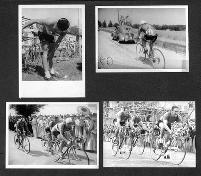 null Tour de France 1954. Album comportant environ 70 photos originales de presse...