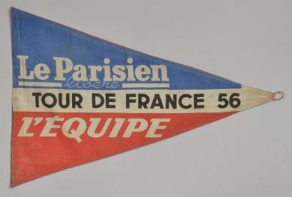 null Fanion officiel de voiture sur le Tour de France 1956 remporté par Roger Walkowiak....