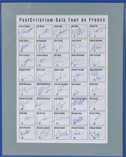 null Set of 40 riders' signatures during the Post Critérium - Gala Tour de France....