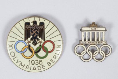 null BERLIN 1936. Set with a visitor's pin and a participant's badge,

badge refused...