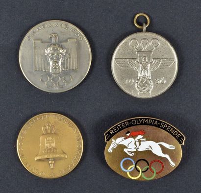 null BERLIN 1936. Ensemble comportant 2 médailles commémoratives, 1 médaille du Mérite...