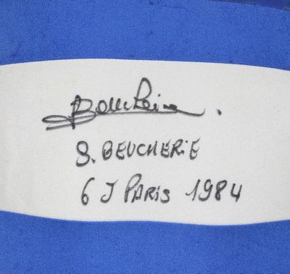null Serge Beucherie. Shirt worn on the 6 Days of Paris in January 1984. Bib N°18...
