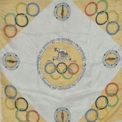 null ROME 1960. Silk scarf in the effigy of the XVII Summer Olympic Games. Dim. 45x45...