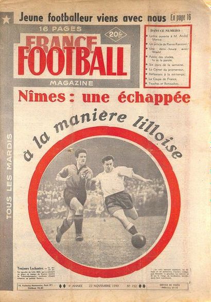 null Collection de "France Football". Hebdomadaire publiant l'officiel de la Fédération...